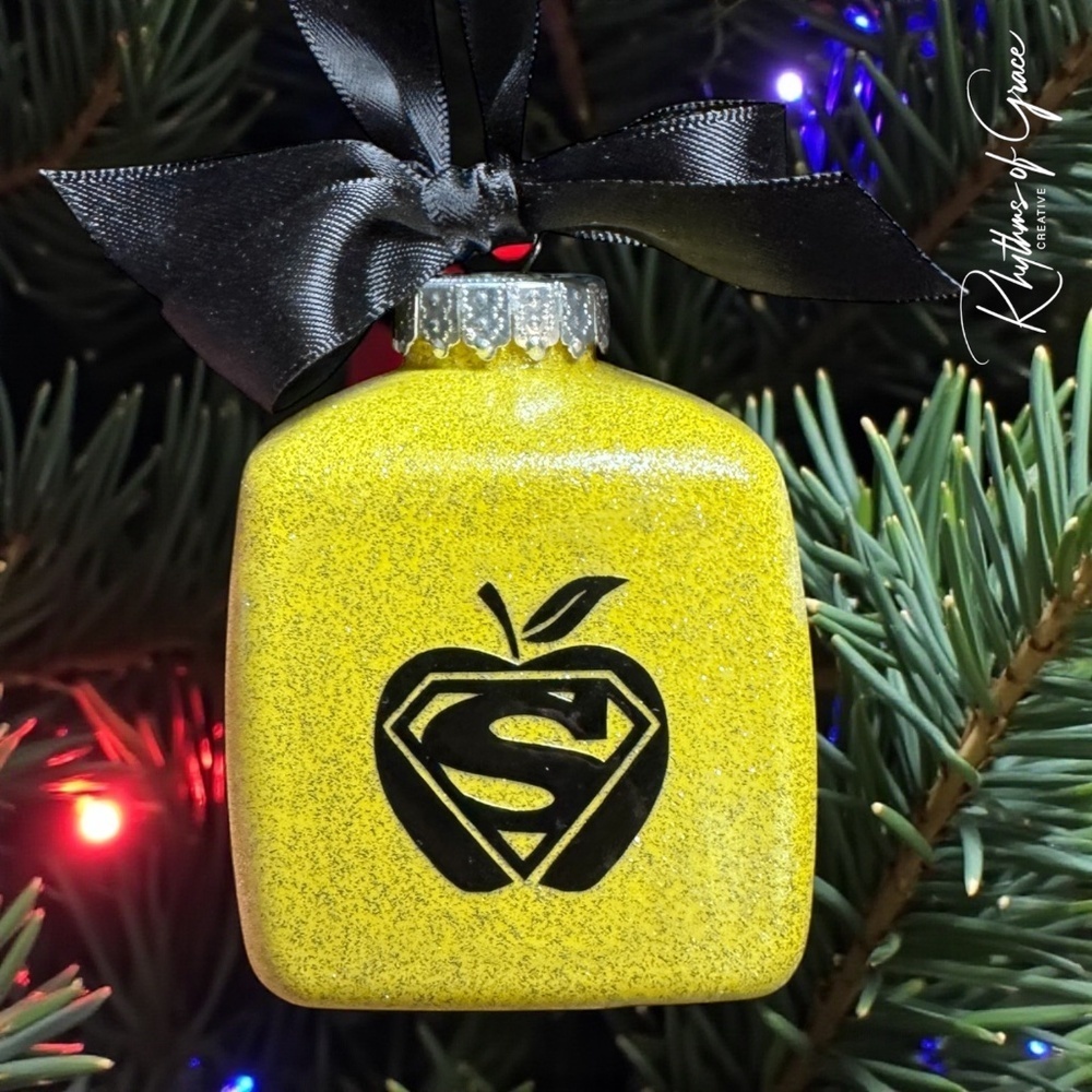 Teachers Are Superheroes Ornament, Personalized Hand-Painted Gift, READY TO SHIP